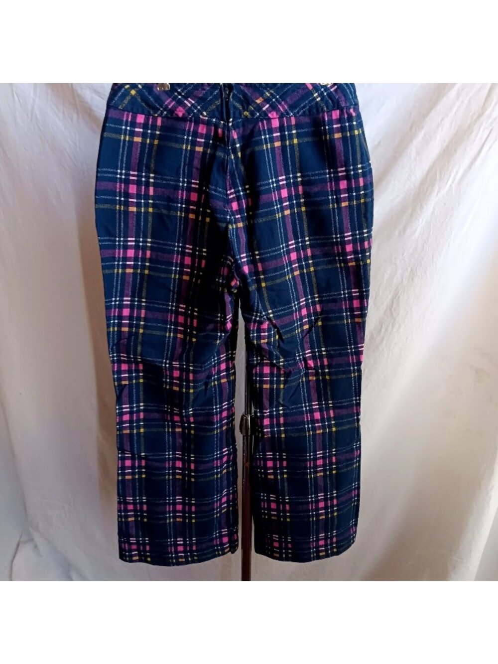 Vintage Mod Girl 1960's 27x27 Blue/Pink Plaid Flare/Capri Pants Scooter Sockhop